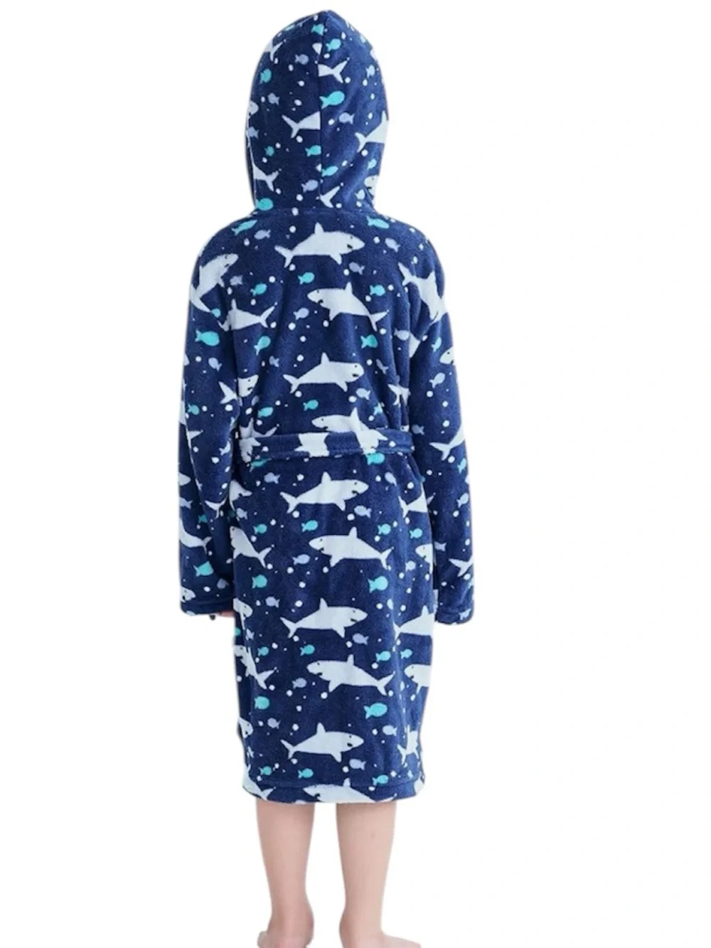 Arctic Paw Kids Boys Girls Soft Fleece Hooded Bath Cover Up Sharks Blue Aqua